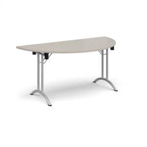 Semi Circular Folding Leg Meeting Table with Curved Feet - 1600mm x 800mm - Silver Frame