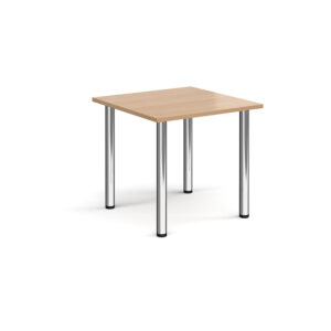 Square Radial Leg Meeting Table - Chrome Frame - 800mm x 800mm