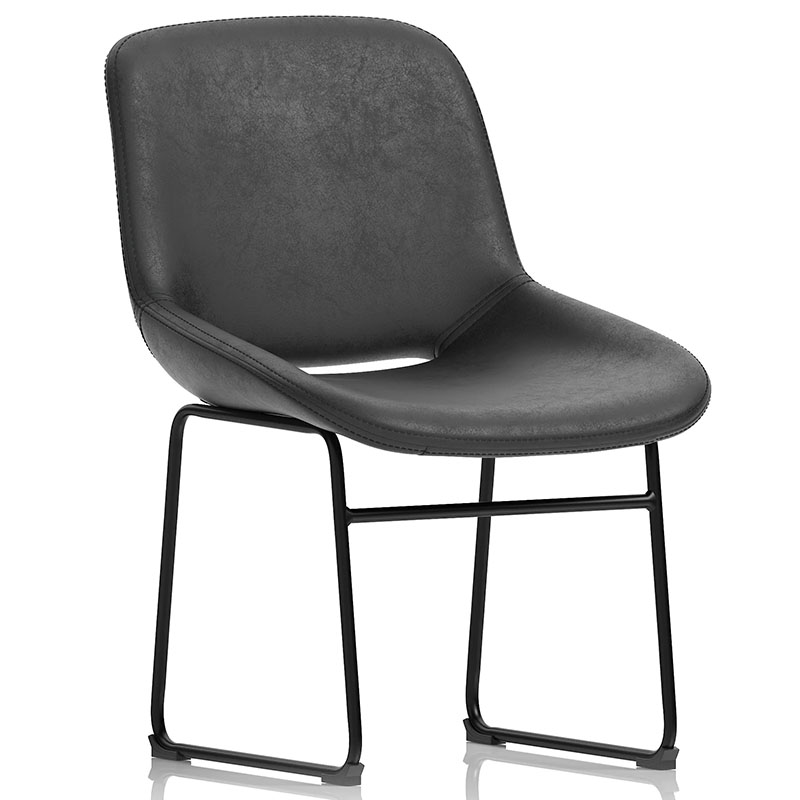 Stowe Inky Black Faux Leather Side Chair