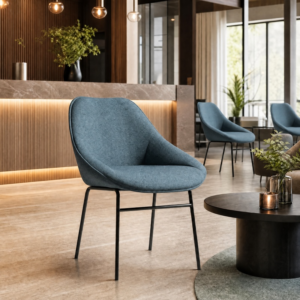 Hepscott Denim Blue Fabric Lounge Chair – Steel Frame Commercial Chair