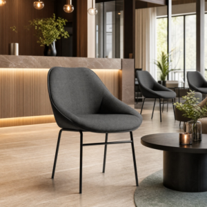 Hepscott Charcoal Fabric Lounge Chair – Steel Frame Commercial Chair