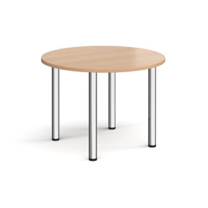 Circular Meeting Table with Radial Legs – Chrome Frame, 1000mm Diameter