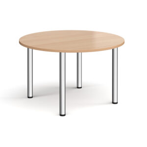 Circular Meeting Table with Radial Legs – Chrome Frame, 1200mm Diameter