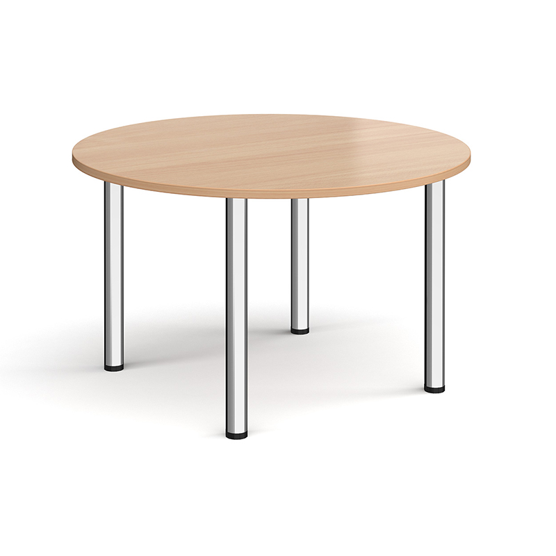 Circular Meeting Table with Radial Legs – Chrome Frame, 1200mm Diameter