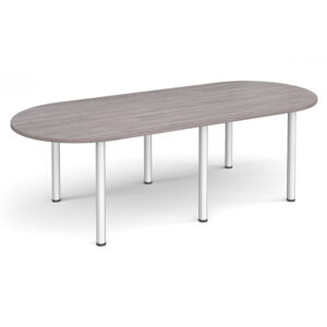 Radial End Meeting Table with Radial Legs – Silver Frame, 2400 x 1000mm