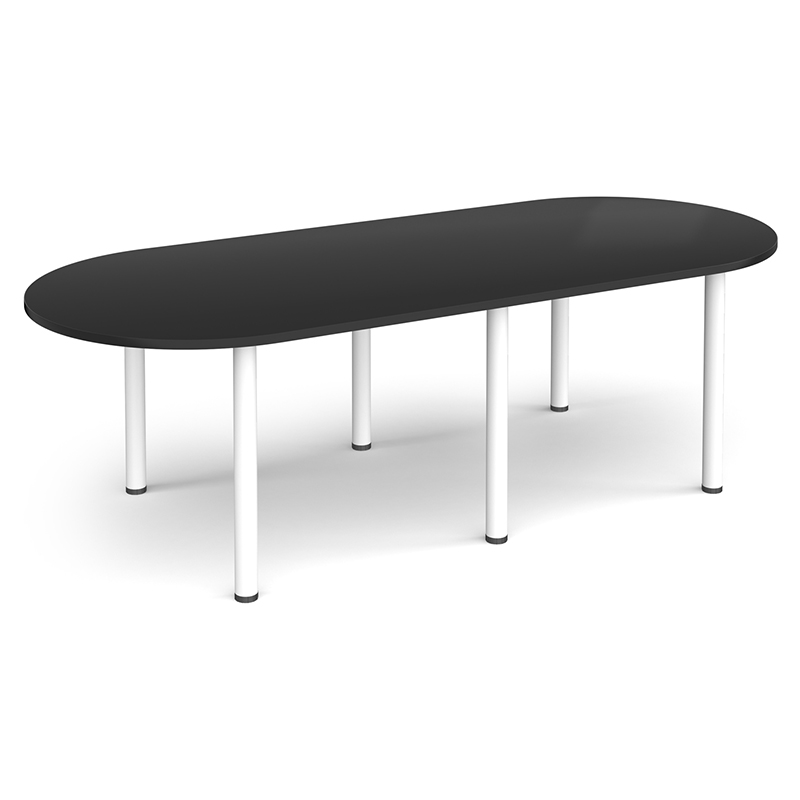 Radial End Meeting Table with Radial Legs – White Frame, 2400 x 1000mm