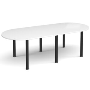 Radial End Meeting Table with Radial Legs – Black Frame, 2400 x 1000mm
