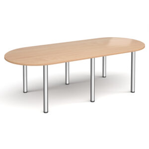 Radial End Meeting Table with Radial Legs – Chrome Frame, 2400 x 1000mm