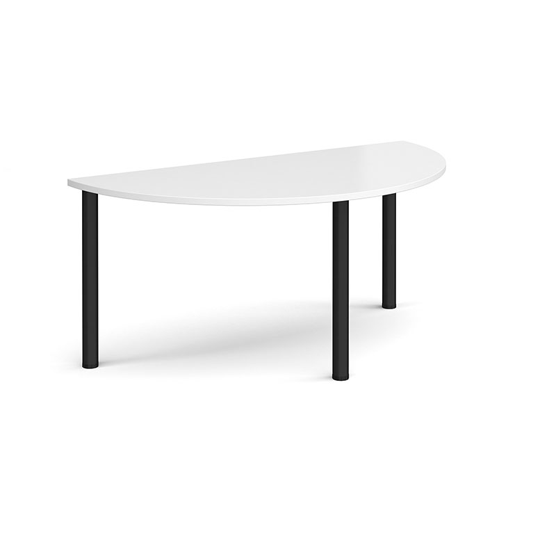 Semi Circular Meeting Table with Radial Legs – Black Frame, 1600 x 800mm