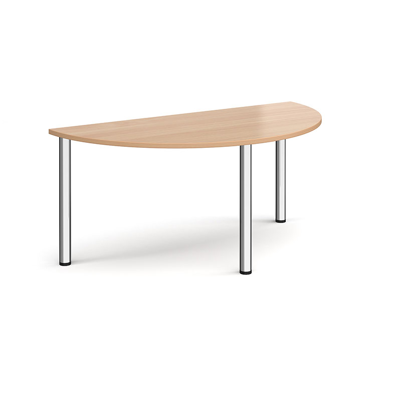 Semi Circular Meeting Table with Radial Legs – Chrome Frame, 1600 x 800mm
