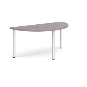 Semi Circular Meeting Table with Radial Legs – Silver Frame, 1600 x 800mm