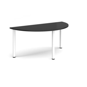 Semi Circular Meeting Table with Radial Legs – White Frame, 1600 x 800mm