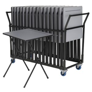 25 Zlite Standard Grey Folding Exam Desks - With Trolley
