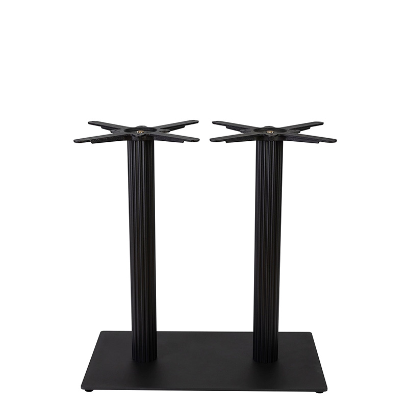 Boston Sleek Fluted Twin Rectangular Table Base - Black