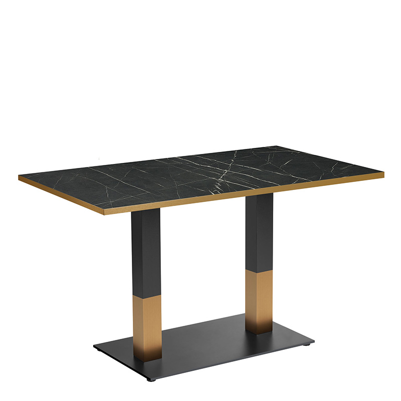 Omega 1200mm x 700mm Complete Dining Table – Black Pietra with Boston Sleek Black/Gold Base