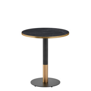 Omega Round Complete Dining Table - Black Pietra with Boston Sleek Black/Gold Base