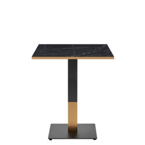 Omega Square Complete Dining Table - Black Pietra with Boston Sleek Black/Gold Base