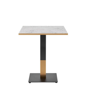 Omega Square Complete Dining Table - White Carrara Marble with Boston Sleek Black/Gold Base
