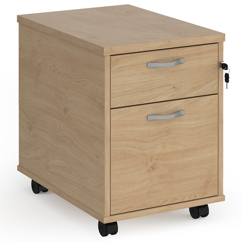 2 Drawer Mobile Pedestal - Kendal Oak - 600mm Deep