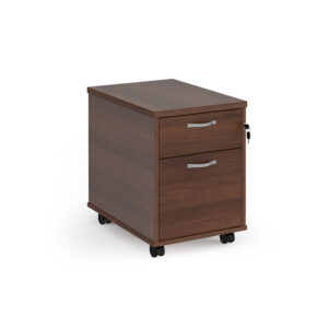 2 Drawer Mobile Pedestal - Walnut - 600mm Deep