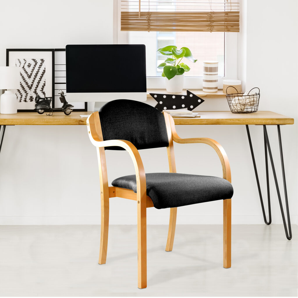 Tahara Beech Framed Stackable Conference Armchair with Upholstered and Padded Seat and Backrest
