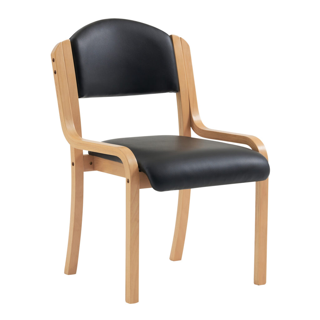 Tahara Beech Framed Stackable Conference Chair with Vinyl Upholstered Seat & Back