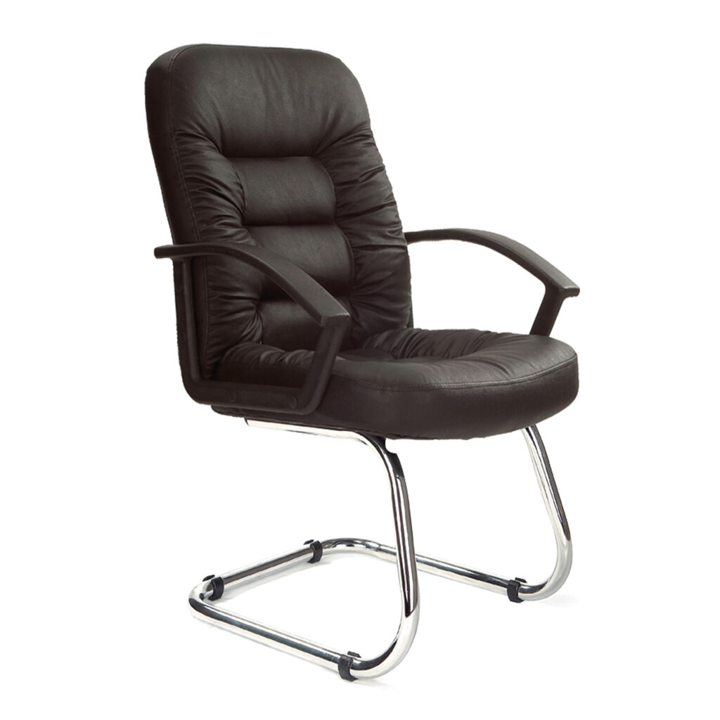 Fleet High Back Leather Faced Cantilever Visitor Chair with Ruched Detail