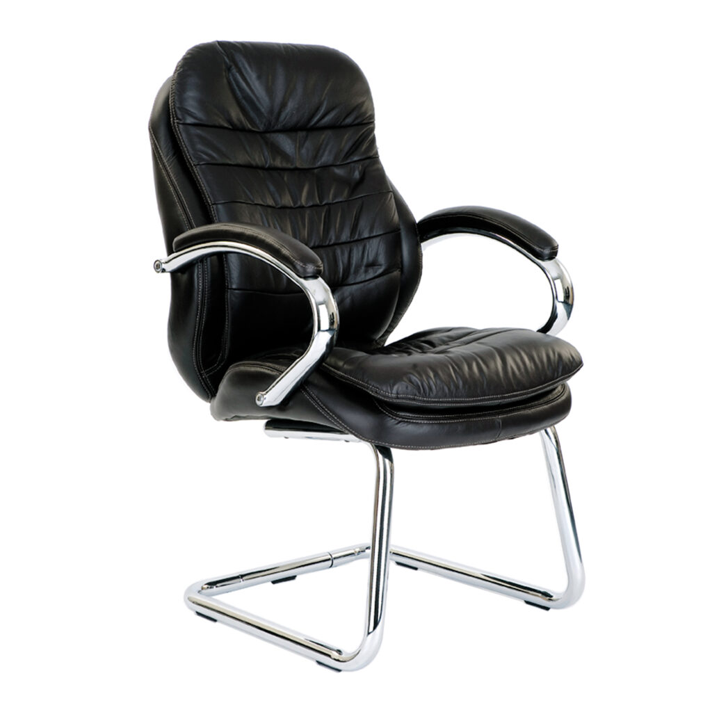 Santiago High Back Executive Visitor Armchair with Italian Leather & Chrome Cantilever Base
