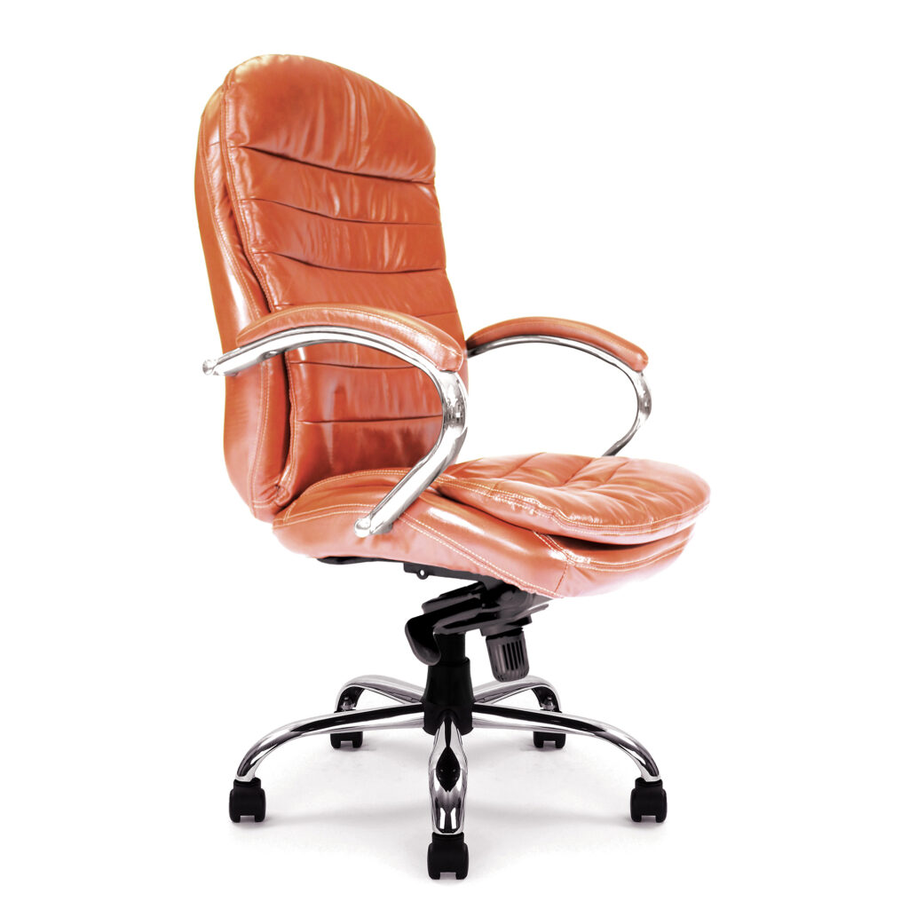 Santiago High Back Executive Office Chair with Italian Leather & Chrome Base
