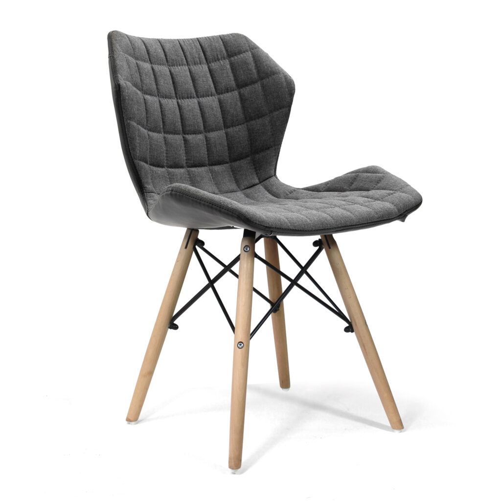 Stylish Lightweight Fabric Chair with Solid Beech Legs - Grey