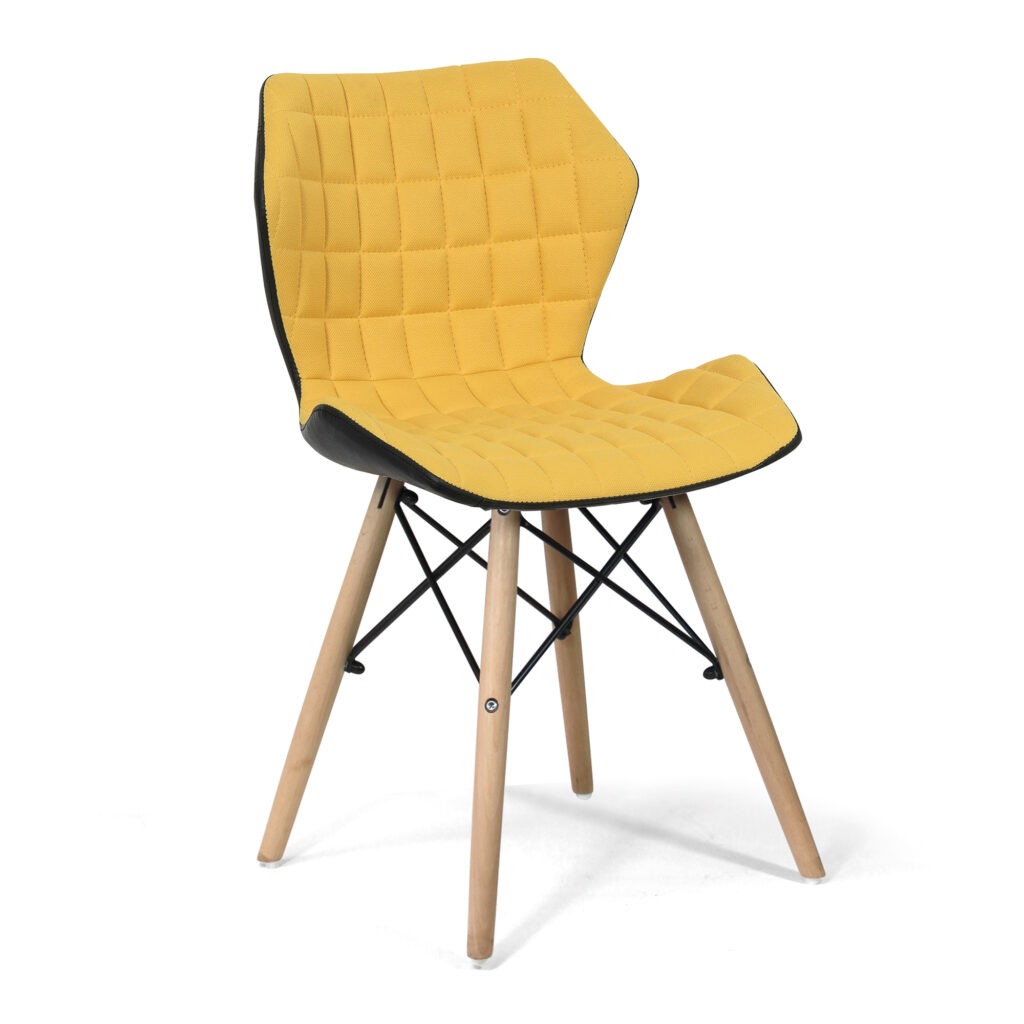 Stylish Lightweight Fabric Chair with Solid Beech Legs - Mustard