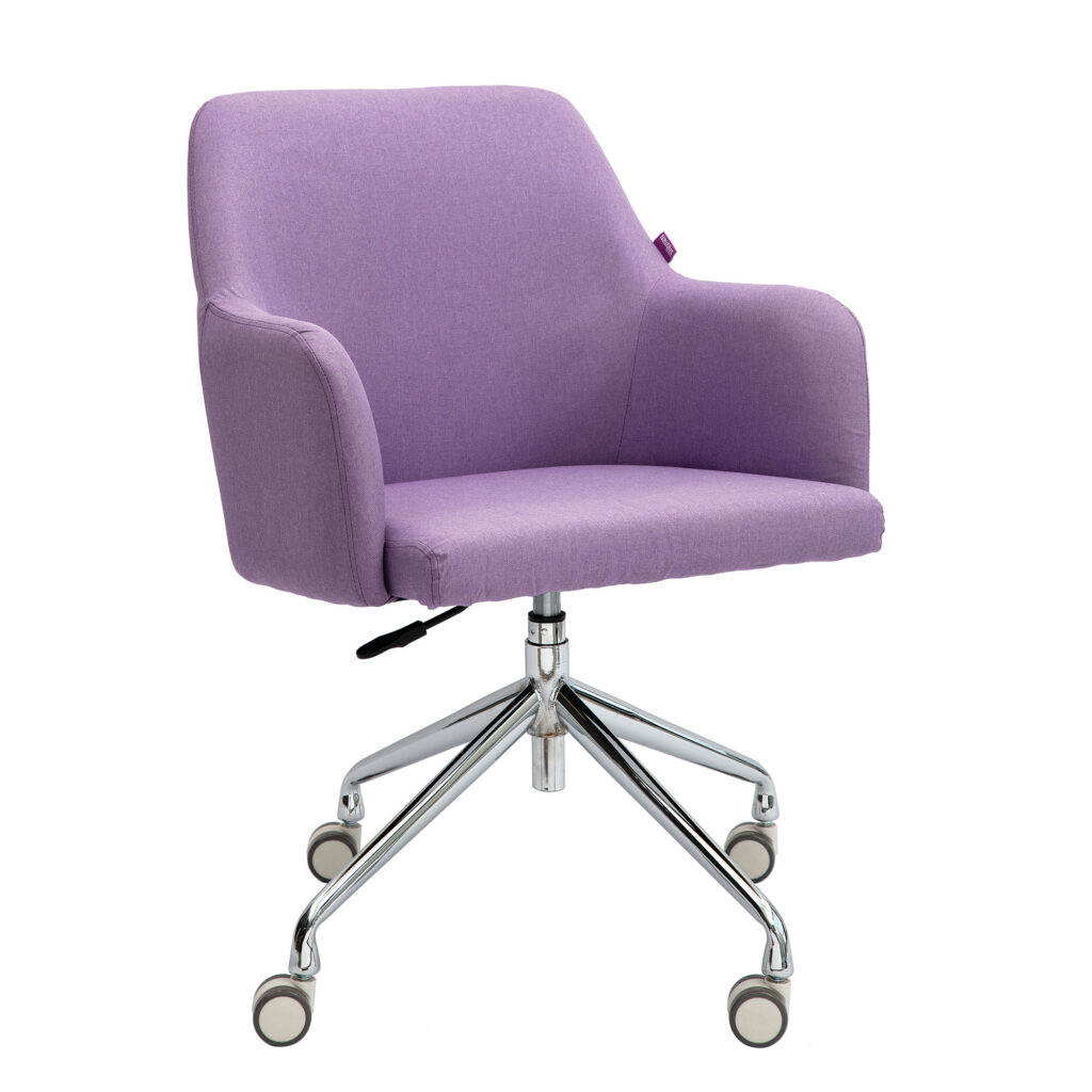 Versa Chrome Fabric Medium Back Armchair – Castor & Glide - Purple