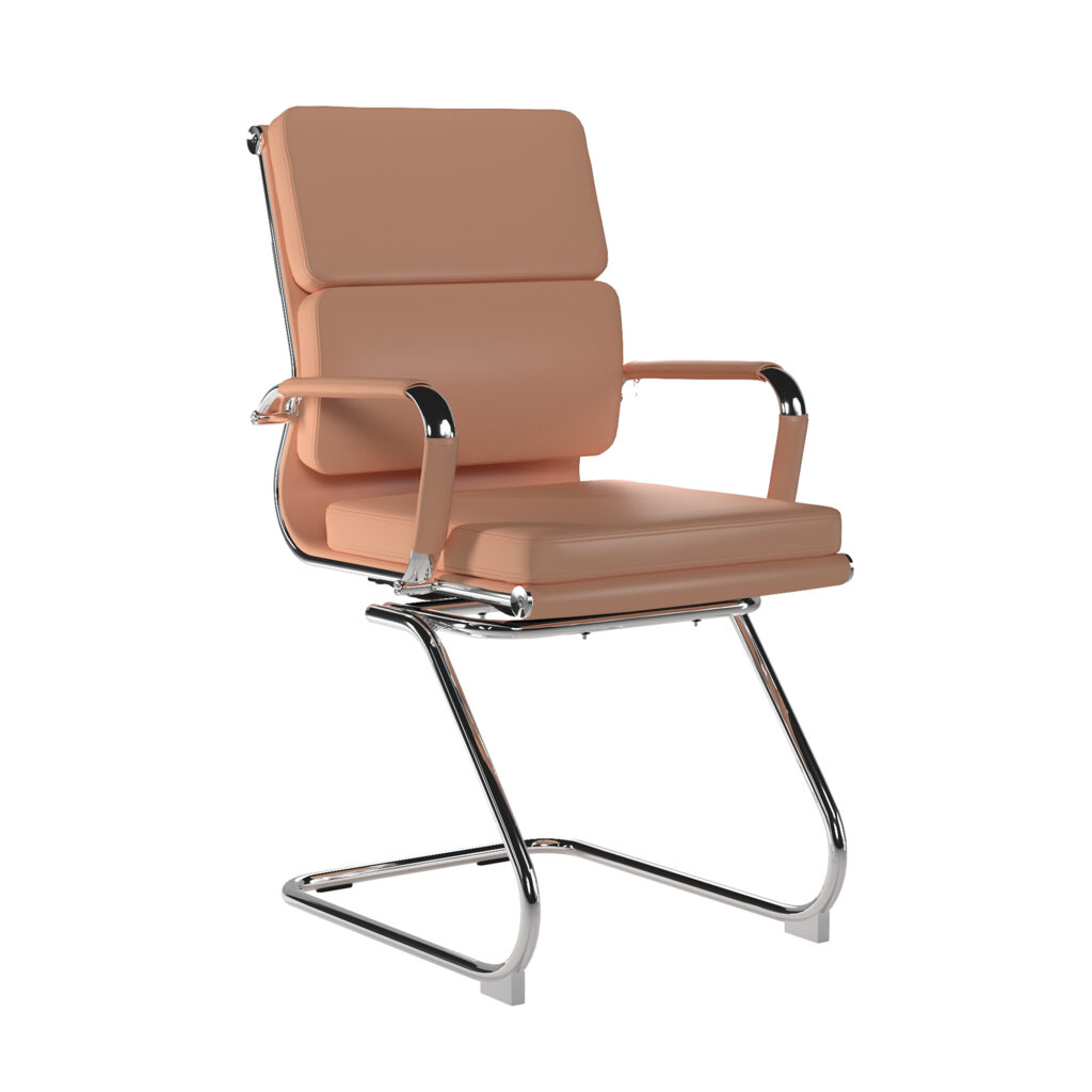 Avanti Medium Back Bonded Leather Cantilever Visitor Chair with Chrome Arms & Frame