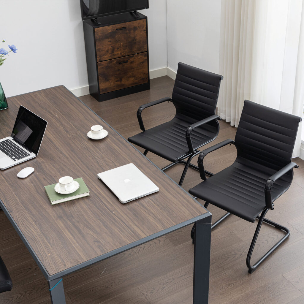 Aura Medium Back Bonded Leather Cantilever Visitor Chair with Black Frame