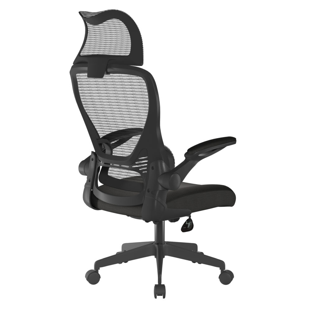 Canis High Back Mesh Chair with Folding Arms and Headrest