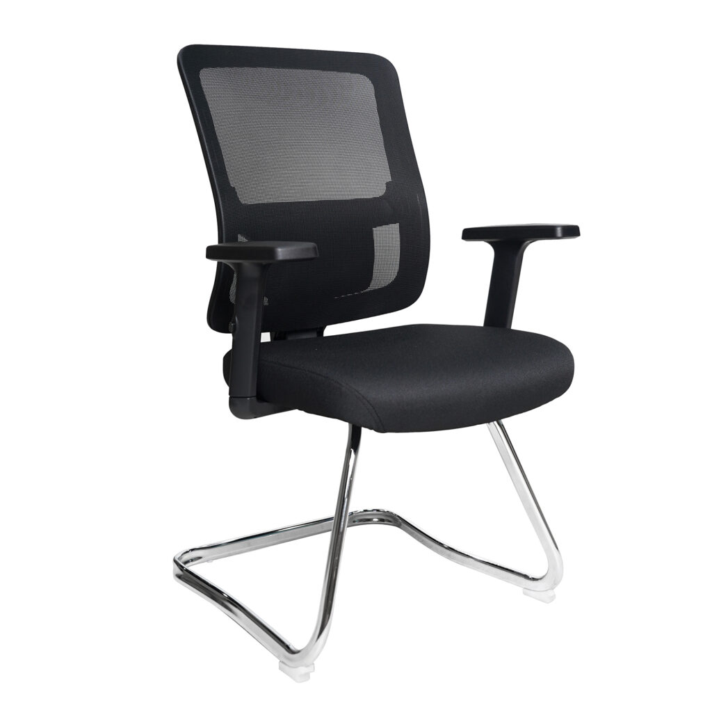Barri Medium Back Mesh Cantilever Visitor Chair with Adjustable Arms – Black