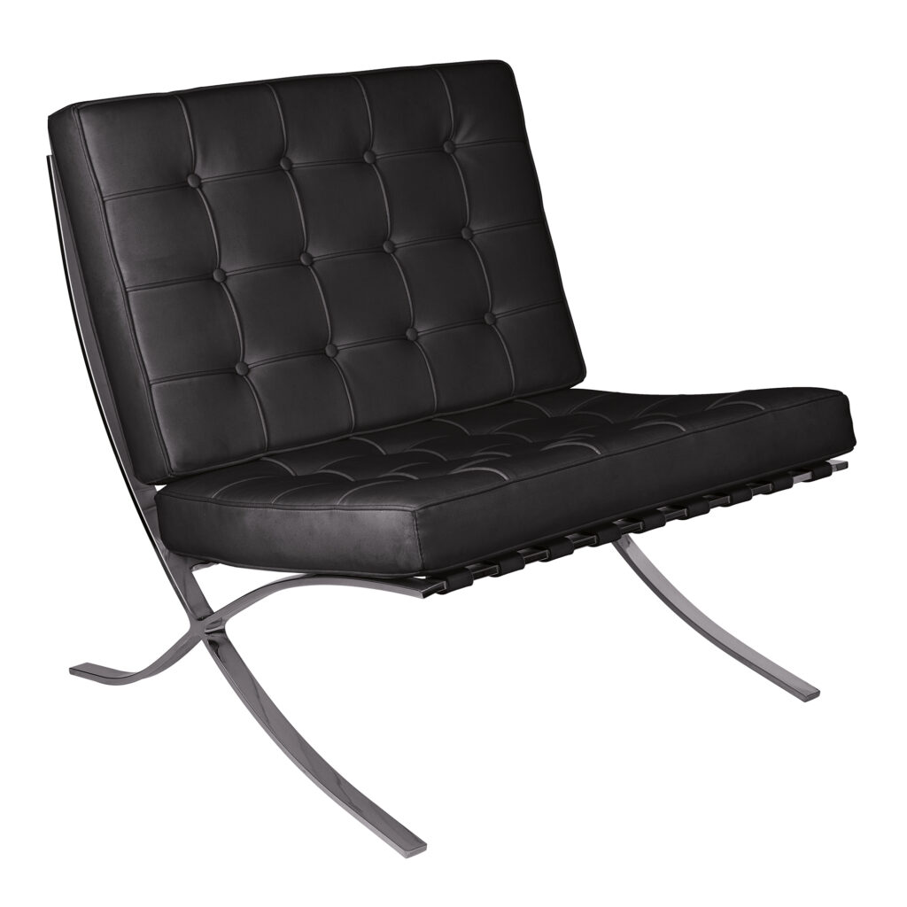 Luxe Button Oversized Leather Reception Chair – Black
