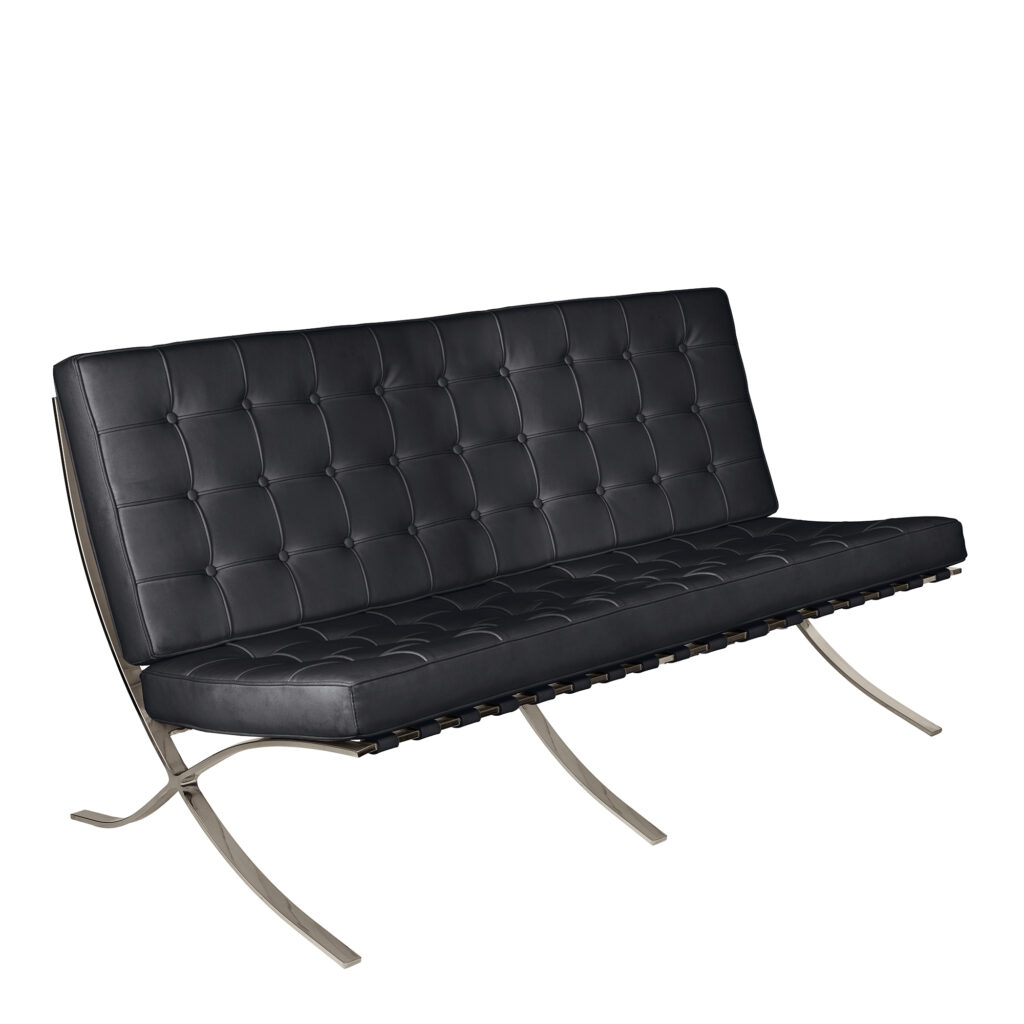 Luxe Button Oversized 2 Seater Reception Sofa – Black