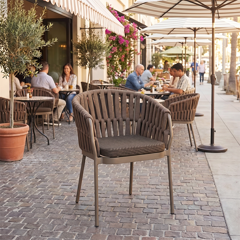 St Tropez Soft‑Weave Armchair in Brown – Elegant Outdoor Seating