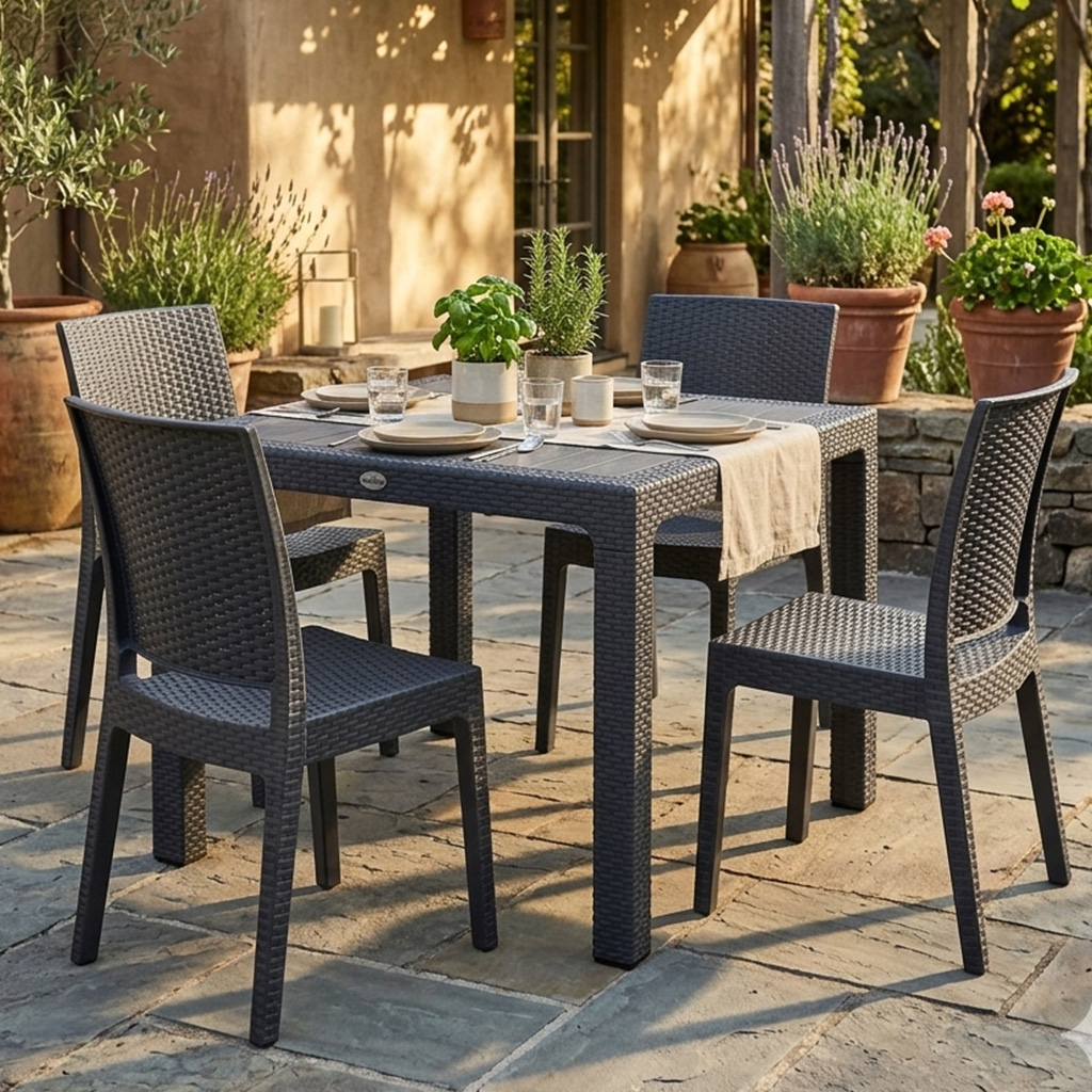Canterbury Contract Outdoor Dining Set – 4‑Seater Table with 4 Side Chairs