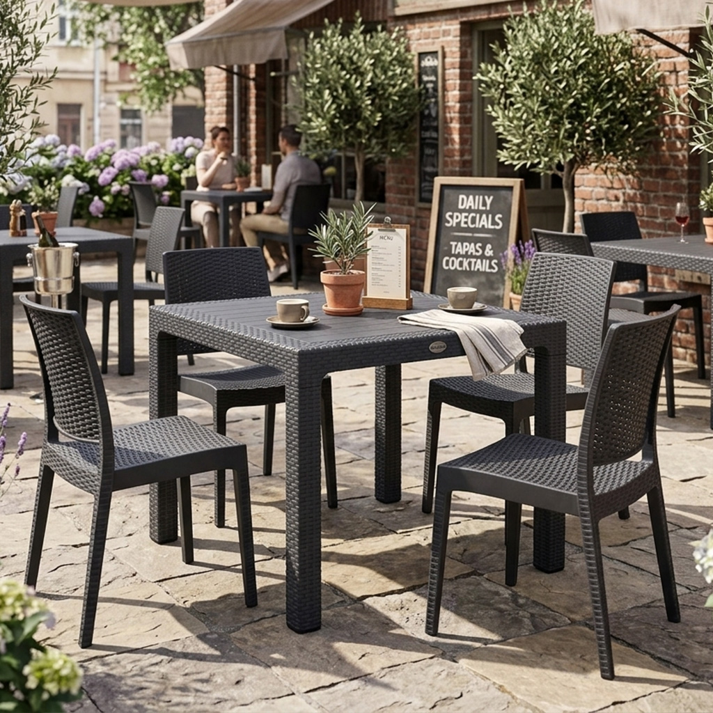 Canterbury Contract Outdoor Rattan Effect Table - 900mm Square