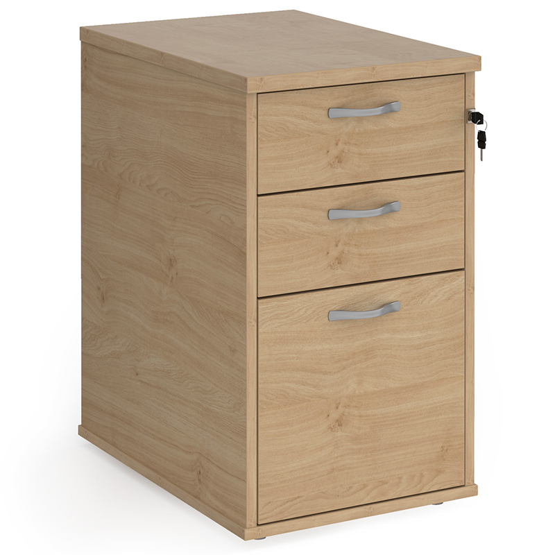 3 Drawer Desk High Pedestal - Kendal Oak - 600mm Deep