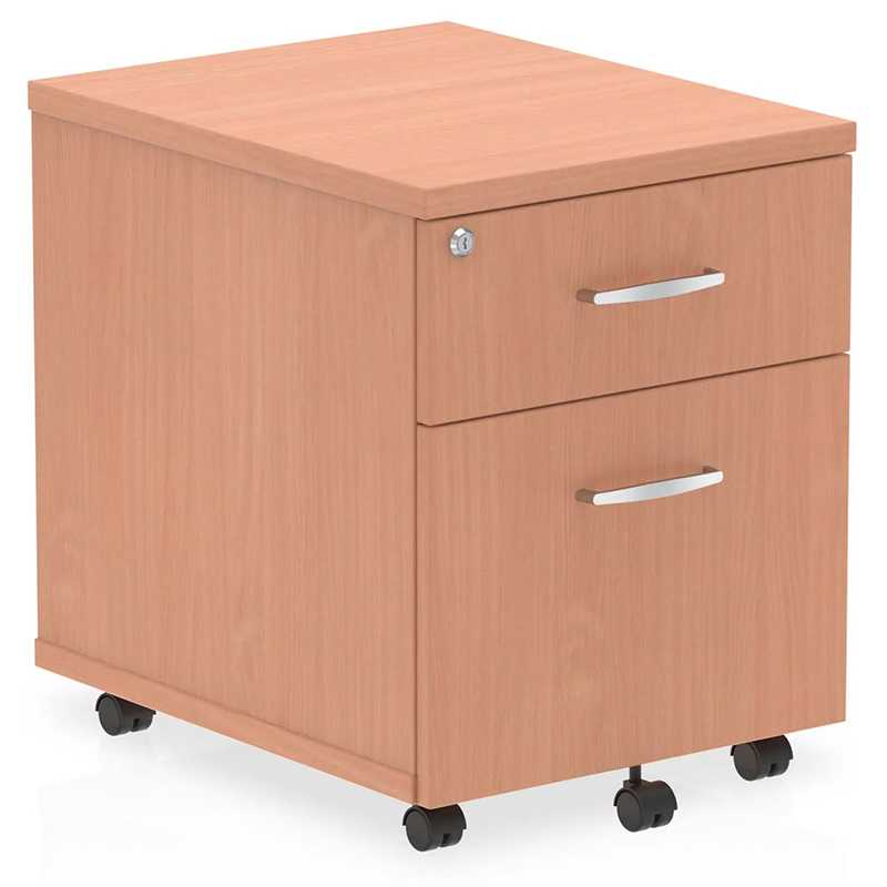 Impulse 2 Drawer Mobile Pedestal - Beech - 450mm Deep