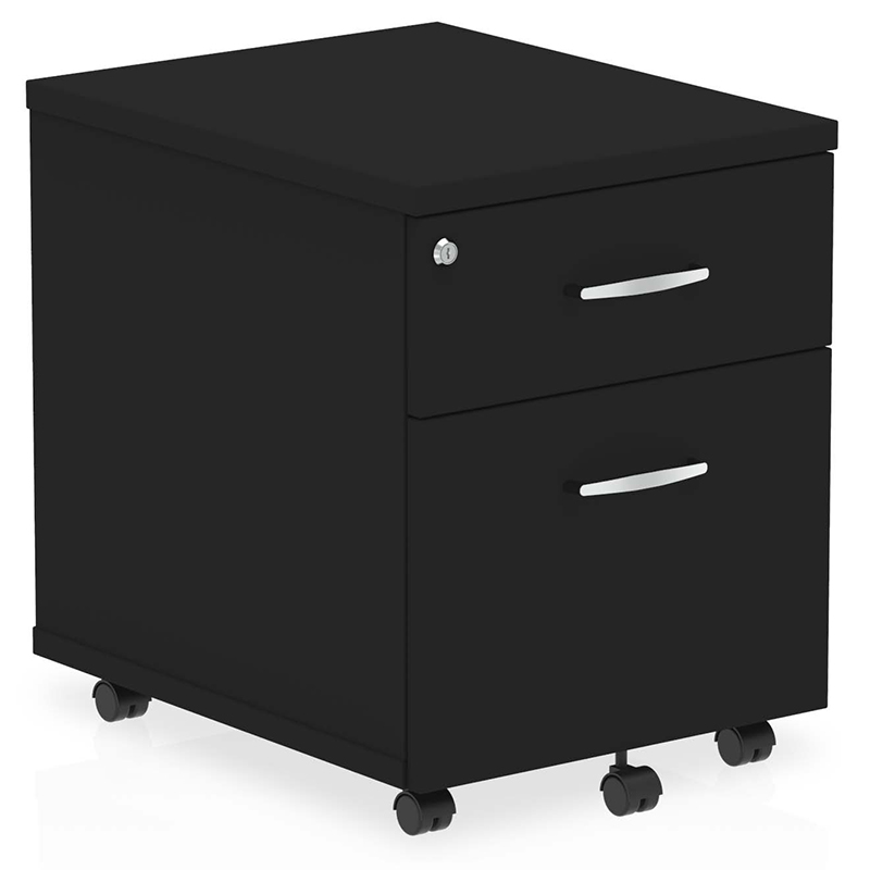 Impulse 2 Drawer Mobile Pedestal - Black - 450mm Deep