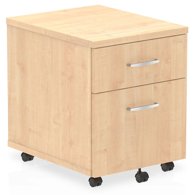Impulse 2 Drawer Mobile Pedestal - Maple - 450mm Deep