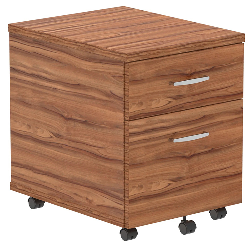 Impulse 2 Drawer Mobile Pedestal - Walnut - 450mm Deep