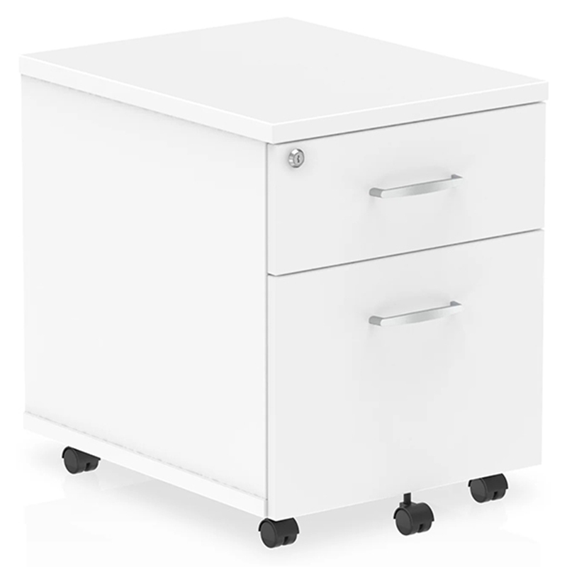 Impulse 2 Drawer Mobile Pedestal - White - 450mm Deep
