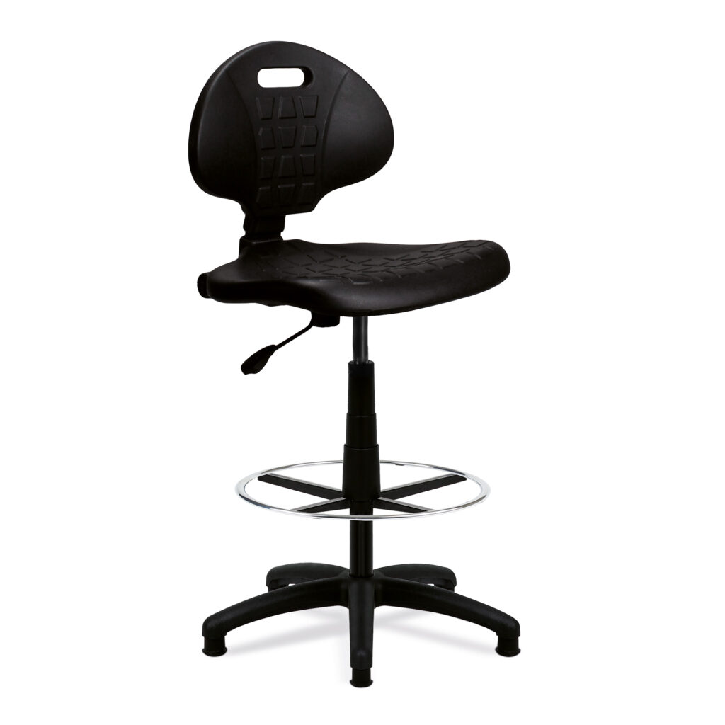 Derwent Polyurethane Draughtsman Chair with Footring & Spring-Loaded Backrest