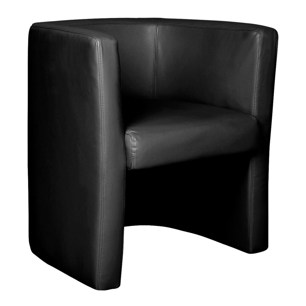 Luxe Line Low Back Tub Armchair – Black Leather Effect