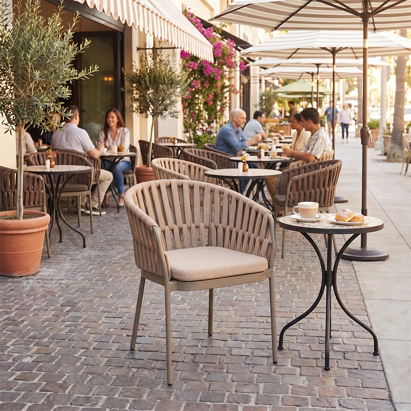 St Tropez Soft‑Weave Armchair in Taupe – Elegant Outdoor Seating